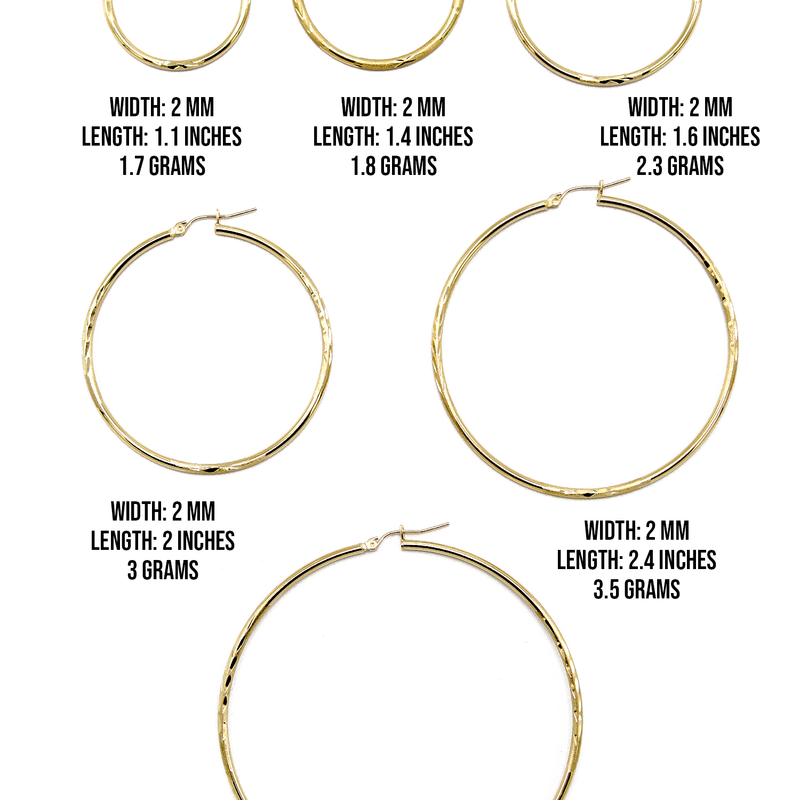 10K Womens Gold Hoop Earrings | Customizable Size