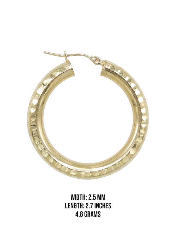 10K Womens Gold Hoop Earrings | Customizable Size 2.5MM