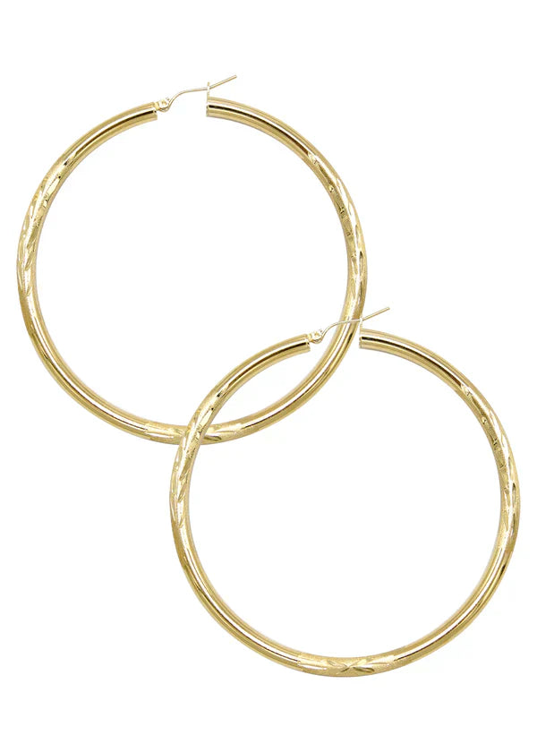 10K Womens Gold Hoop Earrings | Customizable Size | 3MM