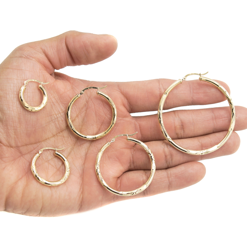 10K Womens Gold Hoop Earrings | Customizable Size