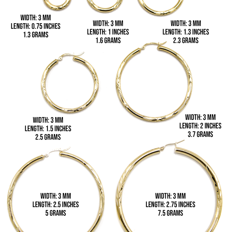 10K Womens Gold Hoop Earrings | Customizable Size