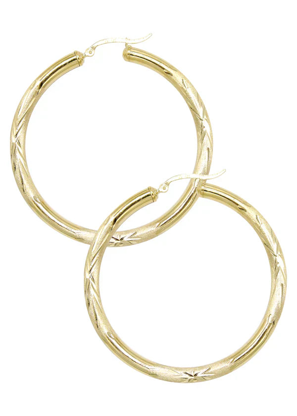 10K Womens Gold Hoop Earrings | Customizable Size | 4MM
