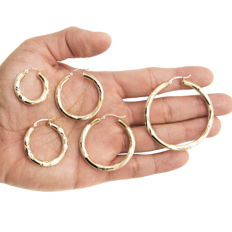 10K Womens Gold Hoop Earrings | Customizable Size