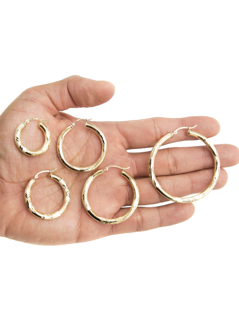 10K Womens Gold Hoop Earrings | Customizable Size