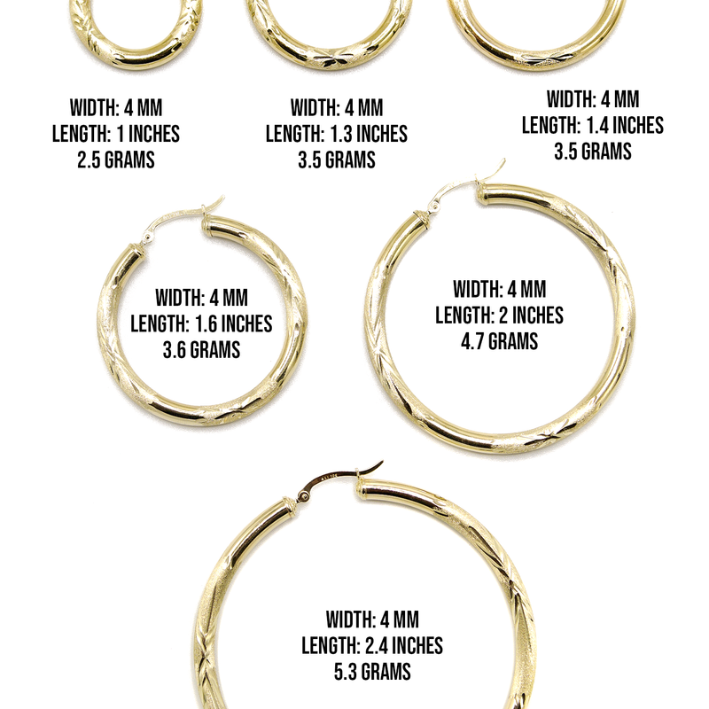 10K Womens Gold Hoop Earrings | Customizable Size