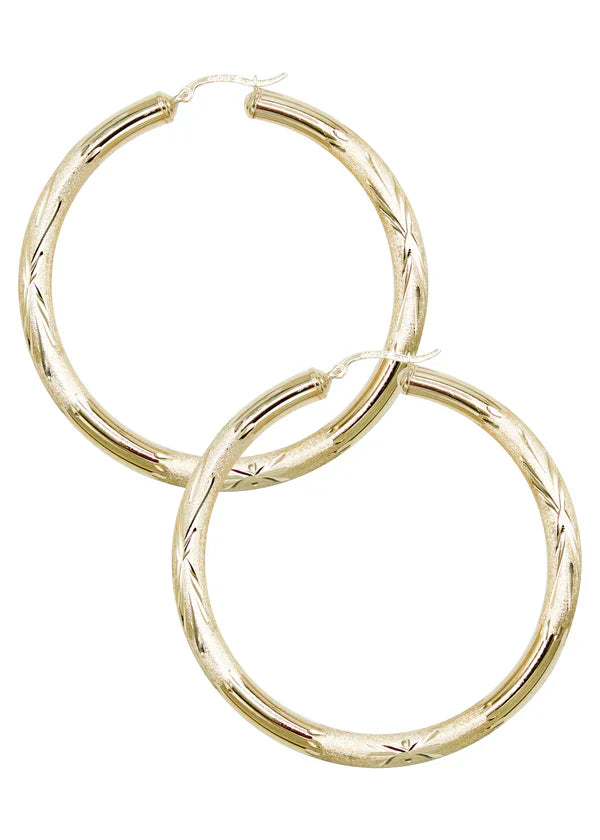 10K Womens Gold Hoop Earrings | Customizable Size | 5MM