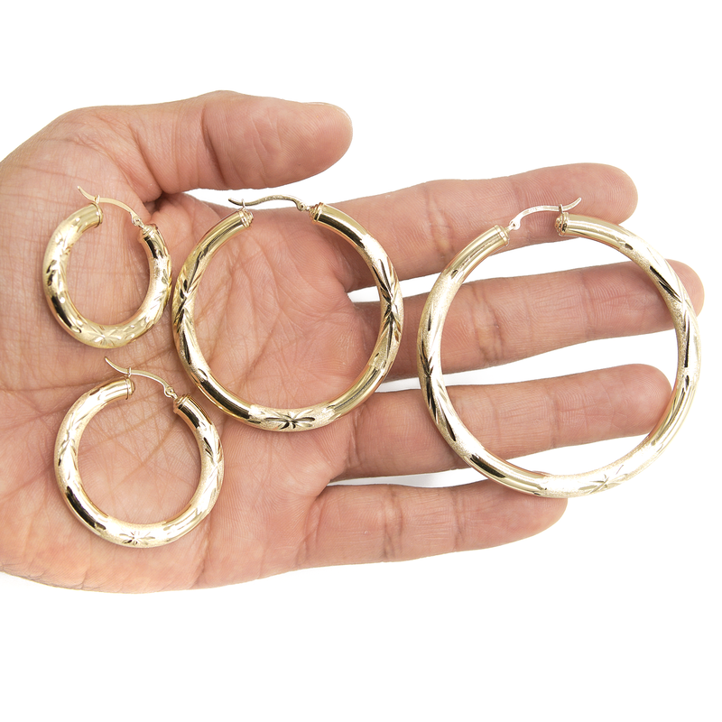 10K Womens Gold Hoop Earrings | Customizable Size