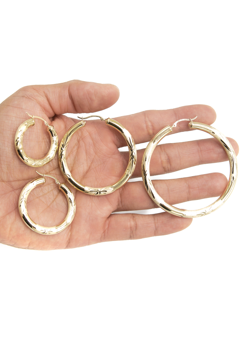 10K Womens Gold Hoop Earrings | Customizable Size