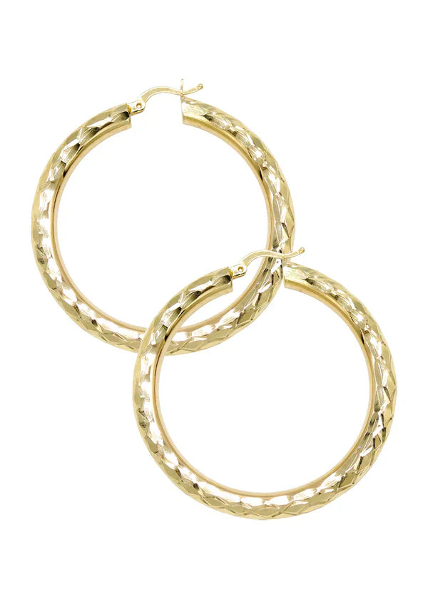 10K Womens Gold Hoop Earrings | Customizable Size | 5MM