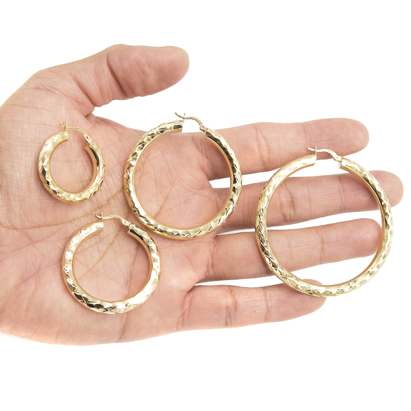 10K Womens Gold Hoop Earrings | Customizable Size