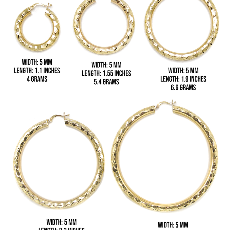 10K Womens Gold Hoop Earrings | Customizable Size