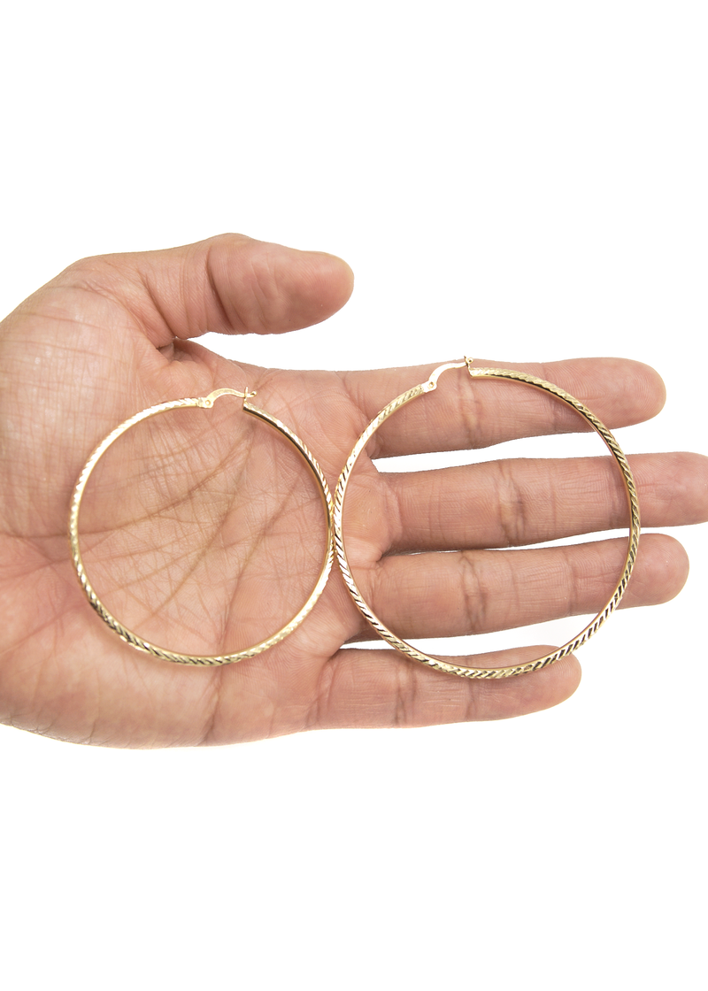 10K Womens Gold Hoop Earrings | Customizable Size