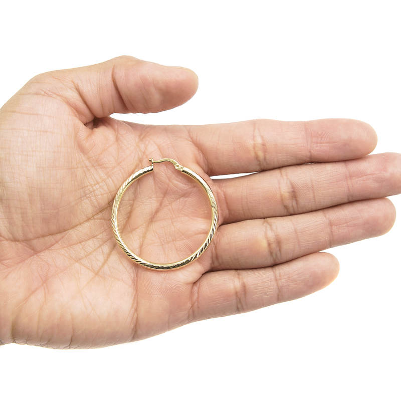 10K Womens Gold Hoop Earrings | Customizable Size