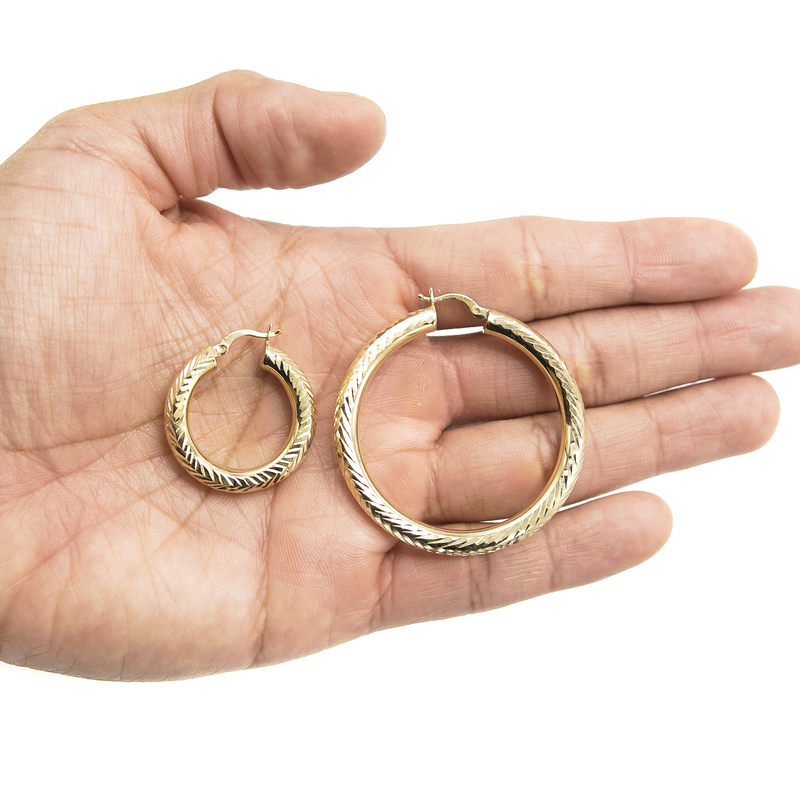 10K Womens Gold Hoop Earrings | Customizable Size