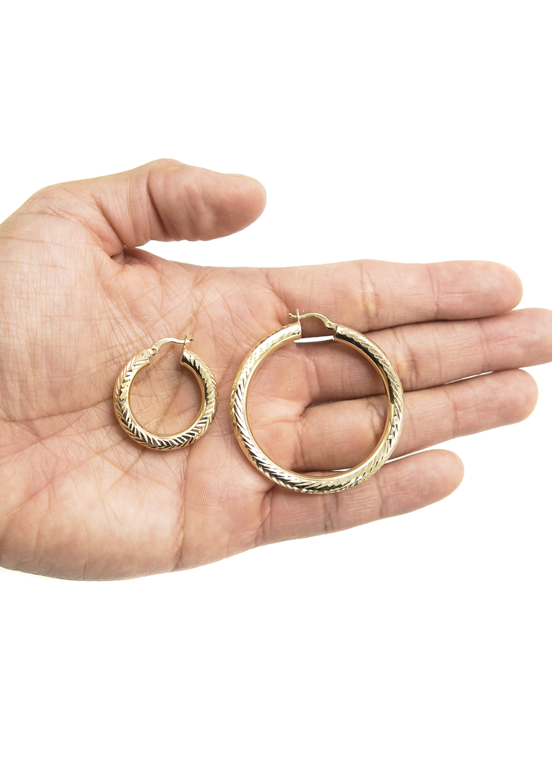 10K Womens Gold Hoop Earrings | Customizable Size
