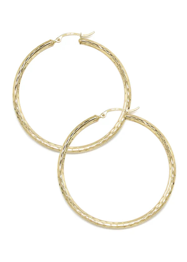 10K Womens Gold Hoop Earrings | Customizable Size | 3MM
