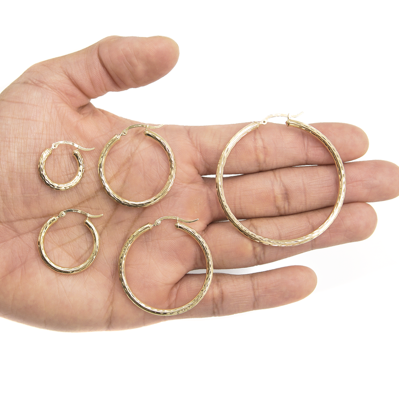 10K Womens Gold Hoop Earrings | Customizable Size