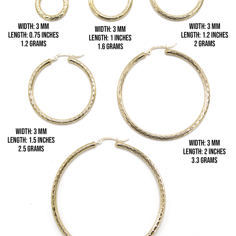 10K Womens Gold Hoop Earrings | Customizable Size