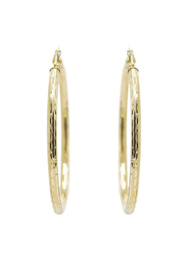 10K Womens Gold Hoop Earrings | Customizable Size | 3MM