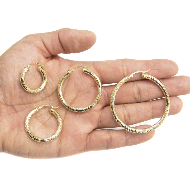 10K Womens Gold Hoop Earrings | Customizable Size