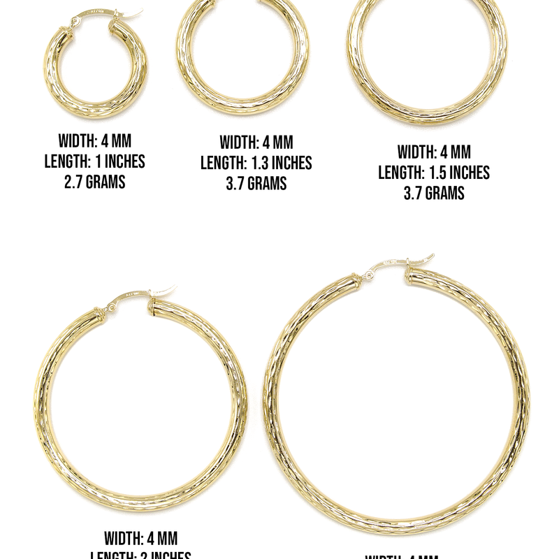 10K Womens Gold Hoop Earrings | Customizable Size