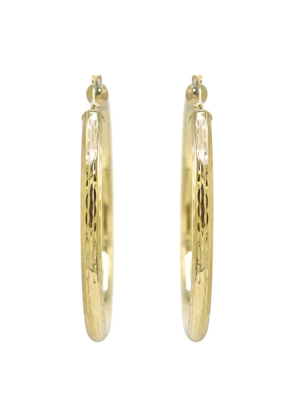 10K Womens Gold Hoop Earrings | Customizable Size | 4MM