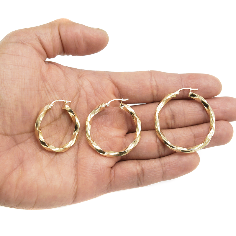 10K Womens Gold Hoop Earrings | Customizable Size