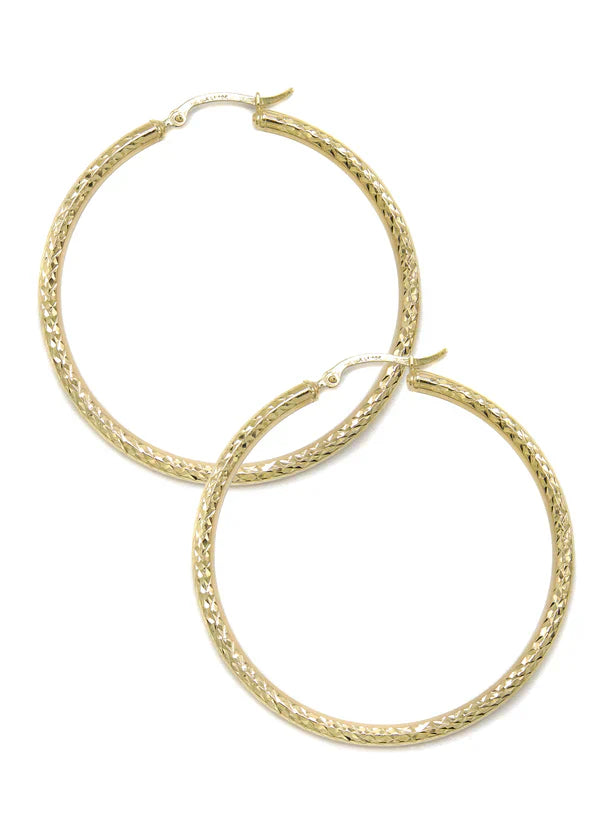 10K Womens Gold Hoop Earrings | Customizable Size | 3MM