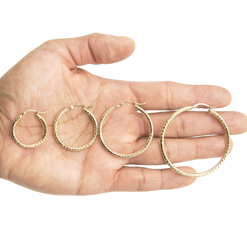 10K Womens Gold Hoop Earrings | Customizable Size