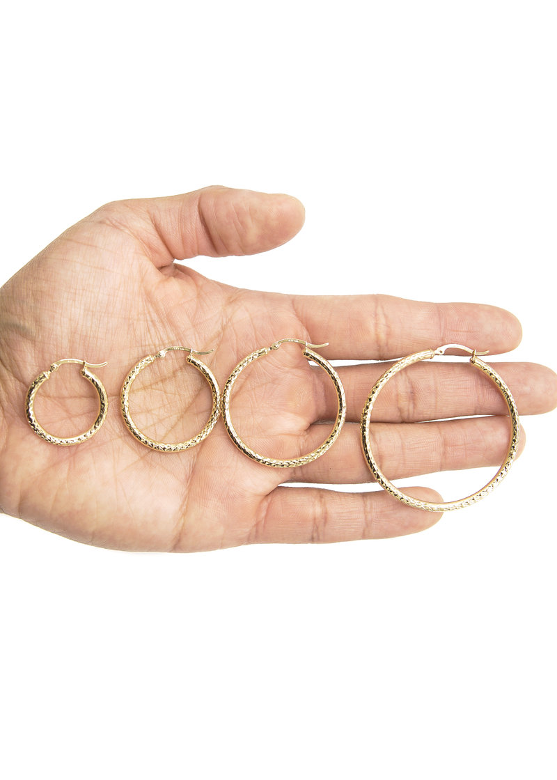 10K Womens Gold Hoop Earrings | Customizable Size