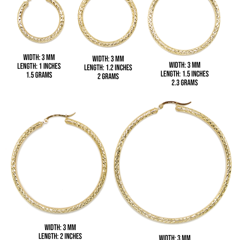 10K Womens Gold Hoop Earrings | Customizable Size