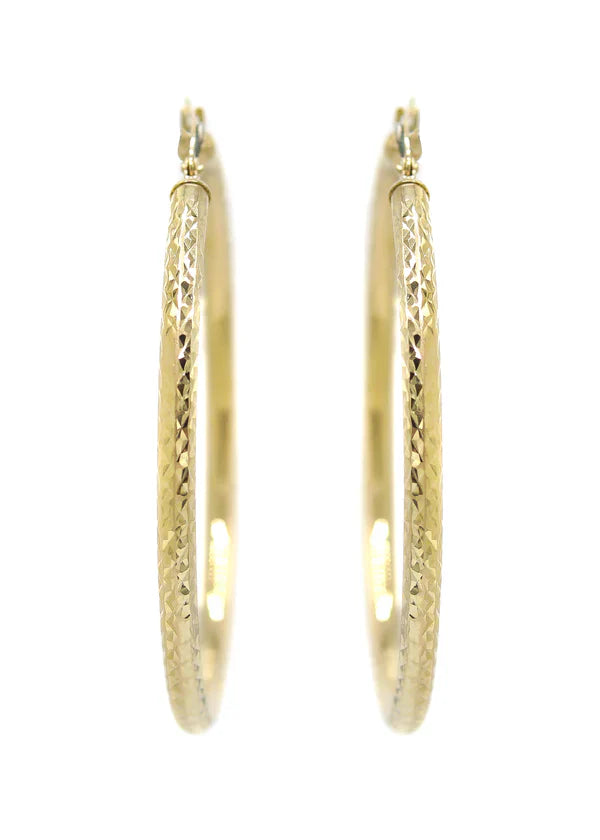 10K Womens Gold Hoop Earrings | Customizable Size | 3MM