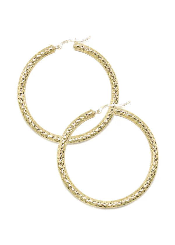 10K Womens Gold Hoop Earrings | Customizable Size | 4MM