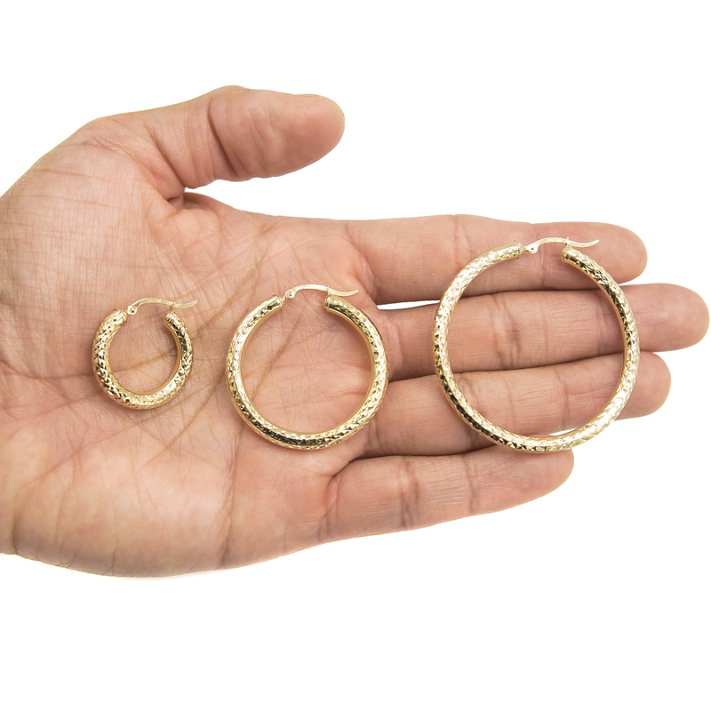 10K Womens Gold Hoop Earrings | Customizable Size