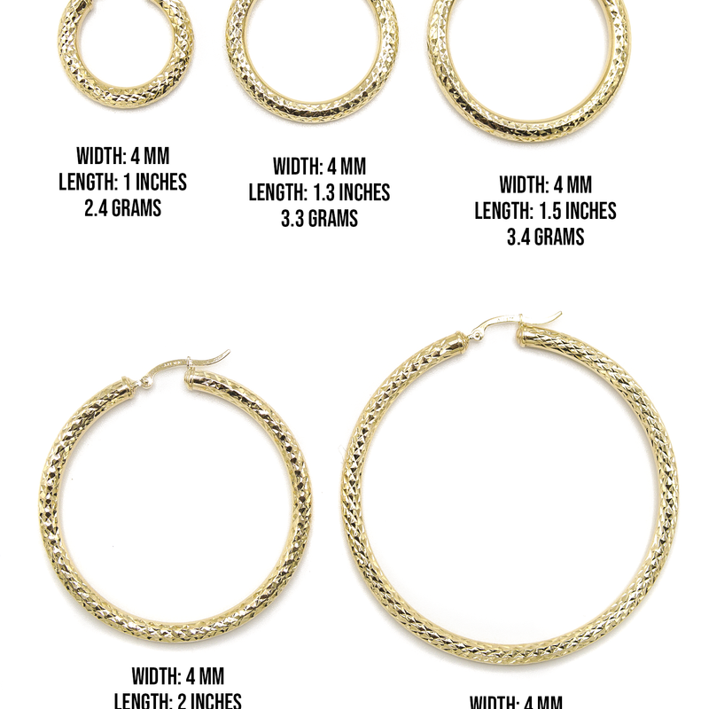 10K Womens Gold Hoop Earrings | Customizable Size