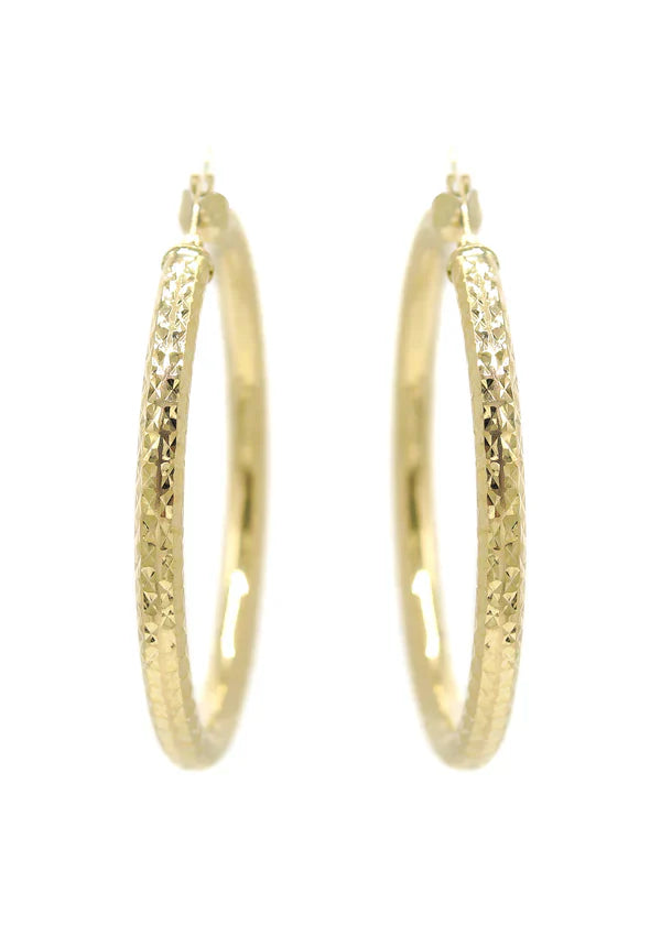 10K Womens Gold Hoop Earrings | Customizable Size | 4MM