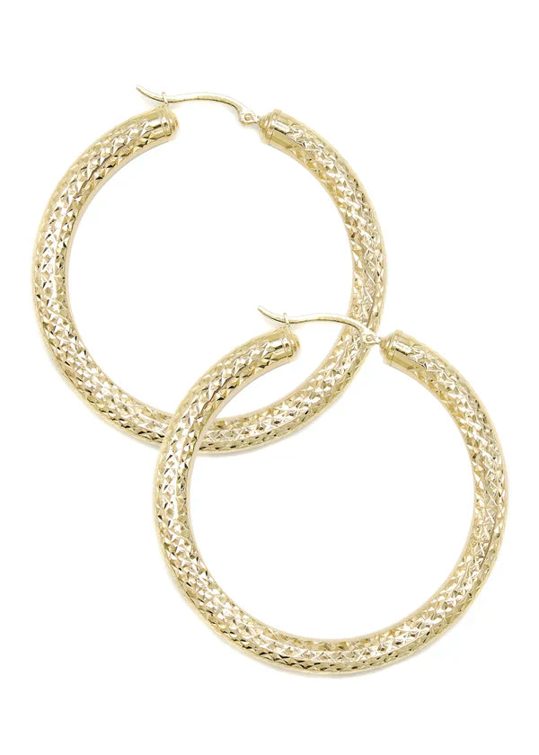 10K Womens Gold Hoop Earrings | Customizable Size | 5 MM