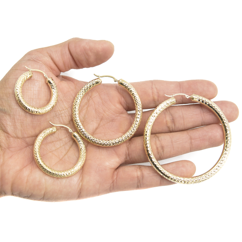 10K Womens Gold Hoop Earrings | Customizable Size