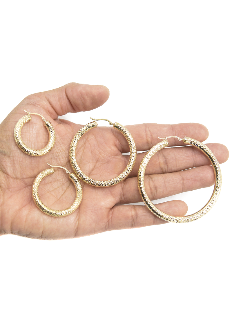 10K Womens Gold Hoop Earrings | Customizable Size