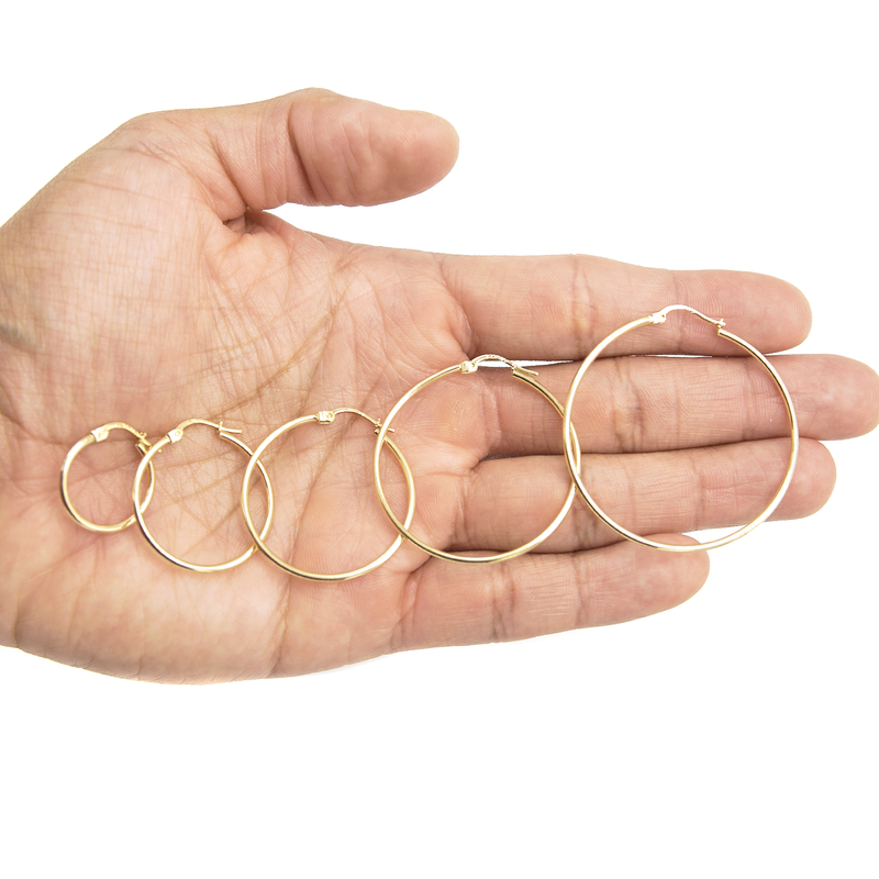 10K Womens Gold Hoop Earrings | Customizable Size
