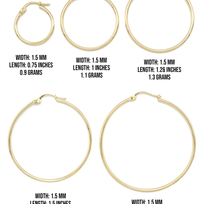 10K Womens Gold Hoop Earrings | Customizable Size