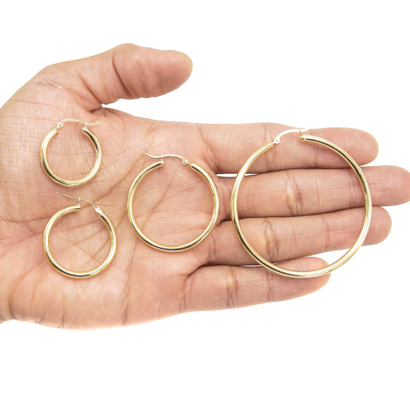 10K Womens Gold Hoop Earrings | Customizable Size