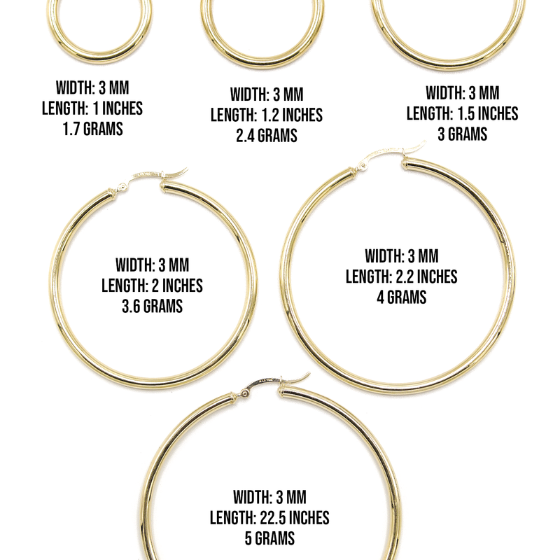 10K Womens Gold Hoop Earrings | Customizable Size