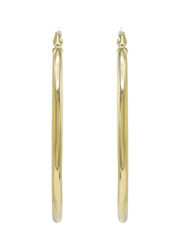 10K Womens Gold Hoop Earrings | Customizable Size | 3 MM