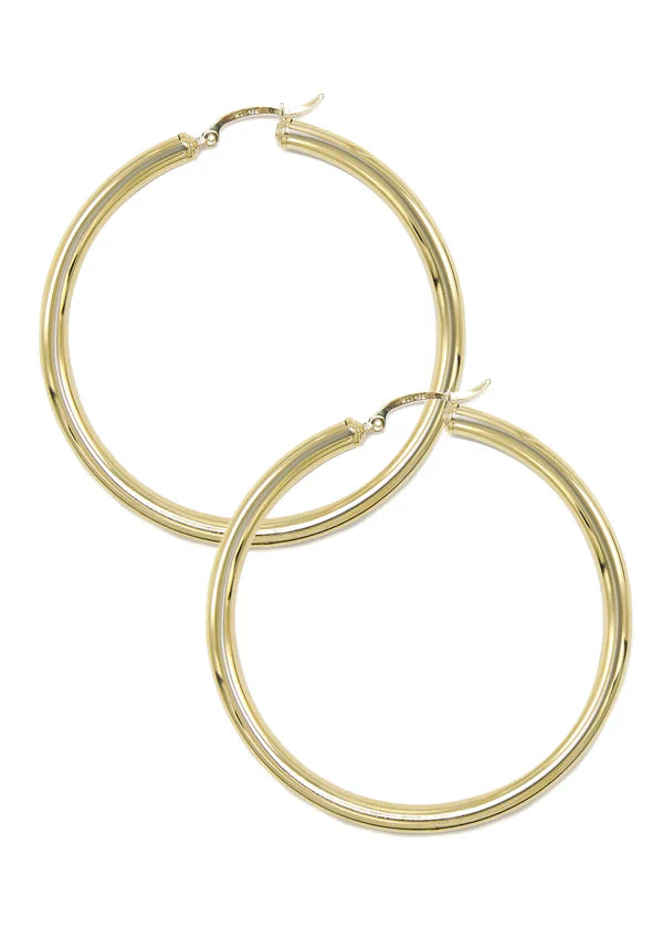10K Womens Gold Heart Hoop Earrings | Customizable Size | 4MM