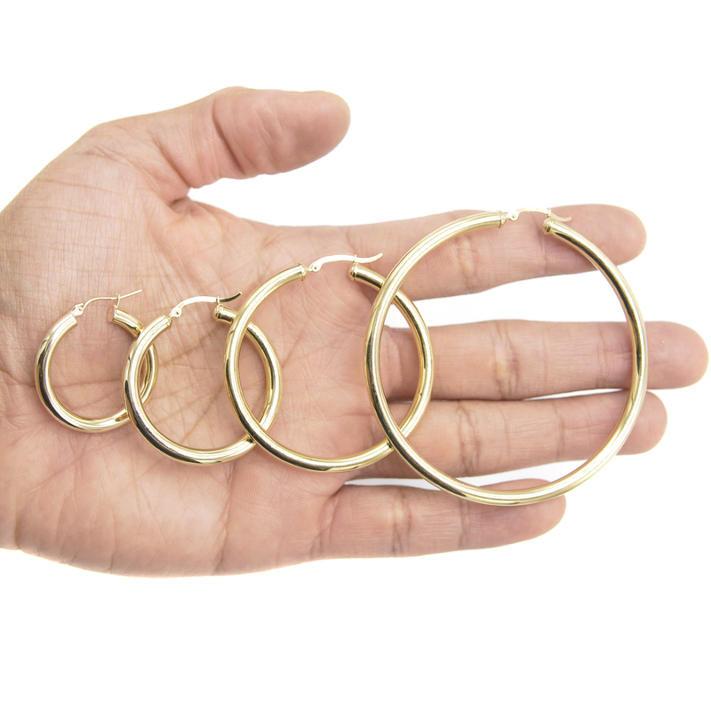 10K Womens Gold Hoop Earrings | Customizable Size