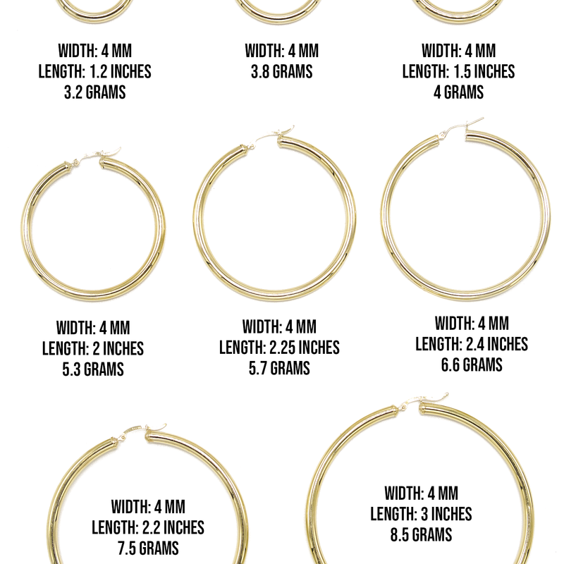10K Womens Gold Hoop Earrings | Customizable Size