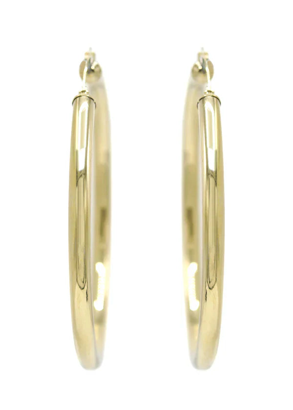 10K Womens Gold Heart Hoop Earrings | Customizable Size | 4MM