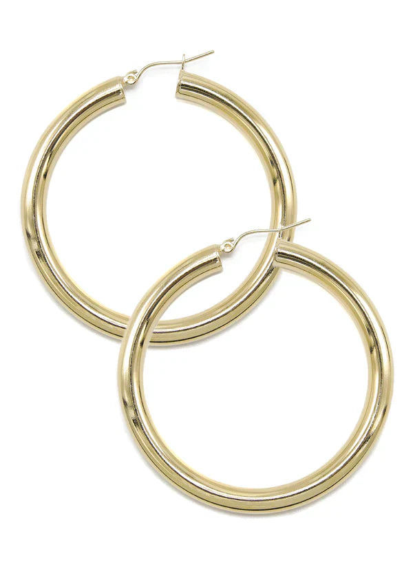 10K Womens Gold Hoop Earrings | Customizable Size | 5MM