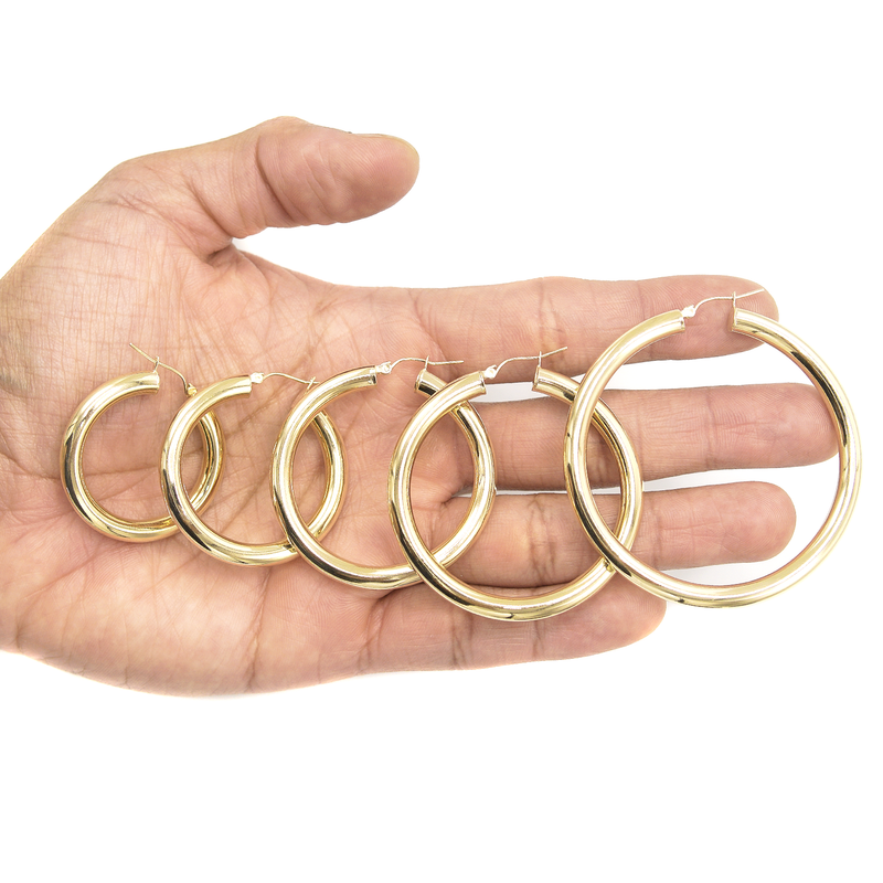 10K Womens Gold Hoop Earrings | Customizable Size
